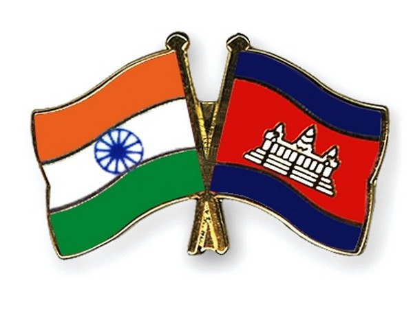 India and Cambodia flags 