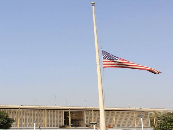 US flag flies at half-mast at American Embassy in New Delhi on Wednesday (Picture Credits- US Mission/Twitter)