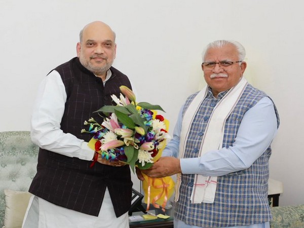 Union Home Minister Amit Shah and Haryana CM Manohar Lal Khattar. (Photo/ANI)