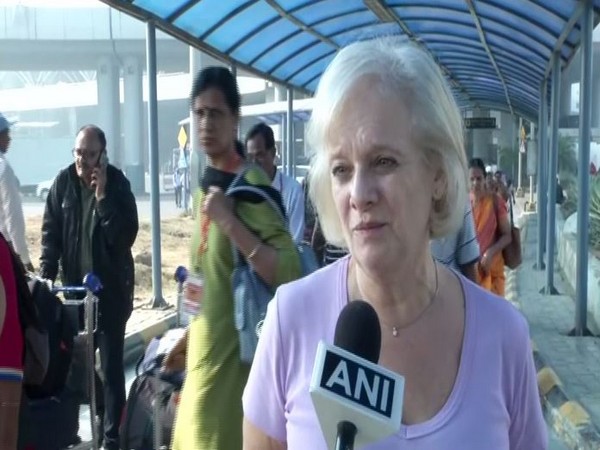 Kathryn, a citizen of London, at New Delhi Airport on Tuesday.