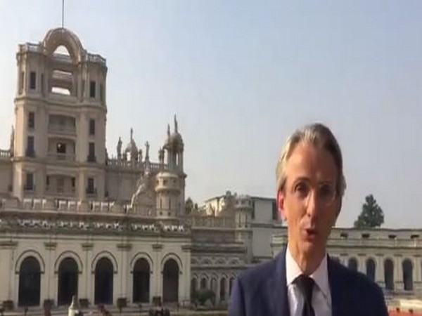 French Ambassador to India Emmanuel Lenain speaking in a video message from La Martiniere College. 