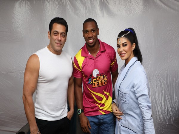 Jamaican sprinter Yohan Blake meets actors Salman Khan and Jacqueline Fernandez