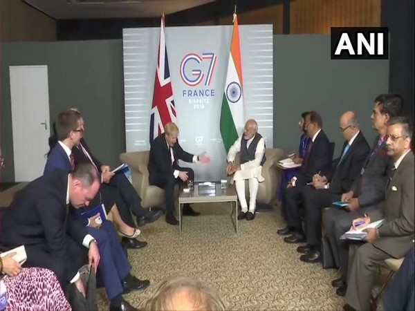 Prime Minister Narendra Modi meets Prime Minister of United Kingdom, Boris Johnson at the G7 Summit in Biarritz