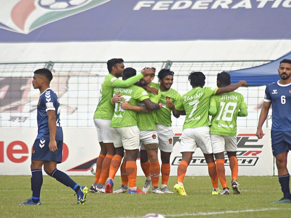 Gokulam Kerala celebrating after beating Kenkre FC (Image: I-League)