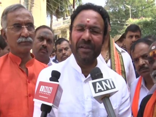 Minister of State for Home Affairs G Kishan Reddy speaking to media on Sunday. (Photo/ANI)