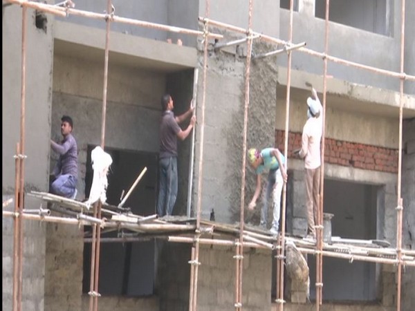 Construction work on new building of Government Medical College being done in Rajouri in Jammu and Kashmir. [Photo/ANI]
