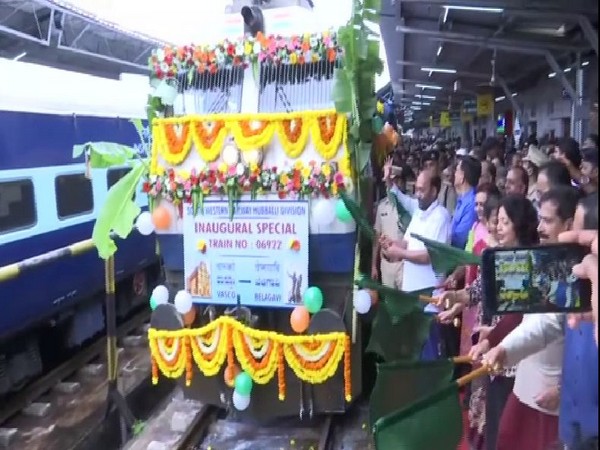 The new biweekly train at Goa's Vasco da Gama station on Wednesday (Photo/ANI)