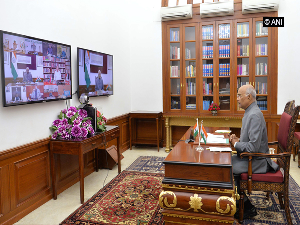 President Ram Nath Kovind during President Ram Nath Kovind taking part in video-conference with Governors, Lieutenant Governors and Administrators of various states on Friday.  