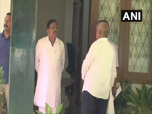 Visuals from Deputy Chief Minister G Parameshwara's residence in Bengaluru.