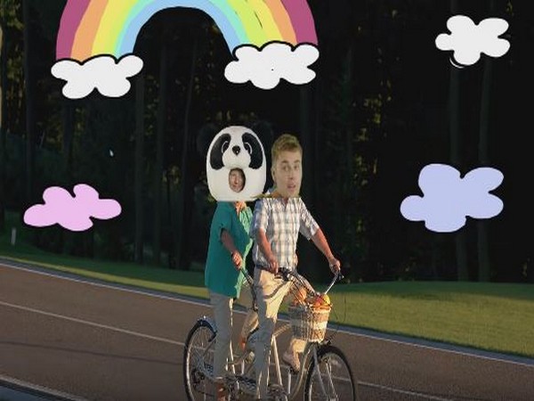 Still from the music video, 'I Don't Care'