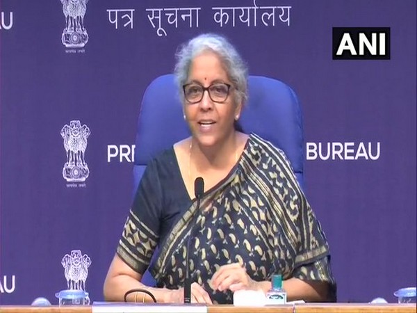 Union Finance Minister Nirmala Sitharaman addressing a press conference on Saturday. (Photo/ANI)
