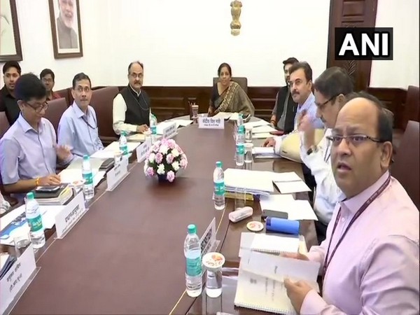 GST Council Chairperson and Finance Minister Nirmala Sitharaman (centre) in New Delhi on Saturday