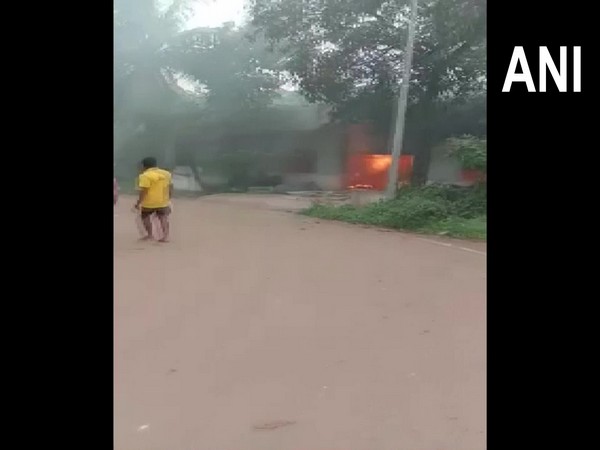 Visual of the spot where fire broke out in premises of sparkle-candle manufacturing factory in Hubballi in Dharwad district (Photo/ANI)