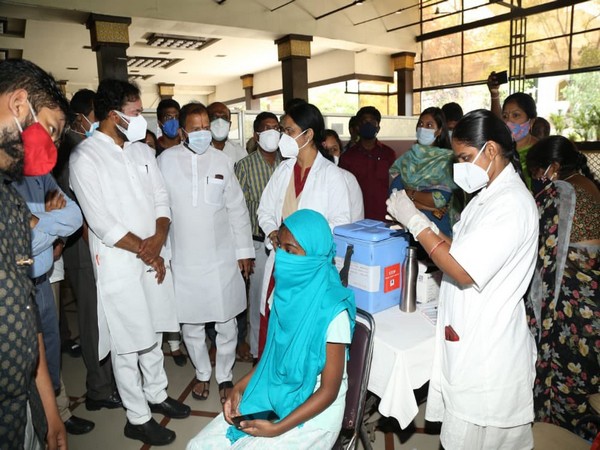 Union Minister of State for Home Affairs Shri G Kishan Reddy inspecting vaccination facilities at Lake View Banjara Garden here in Hyderabad. (Photo/ANI)