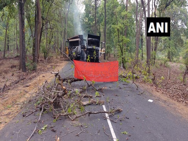 Naxals torch vehicles in Maharashtra's Gadchiroli district. [Photo/ANI]
