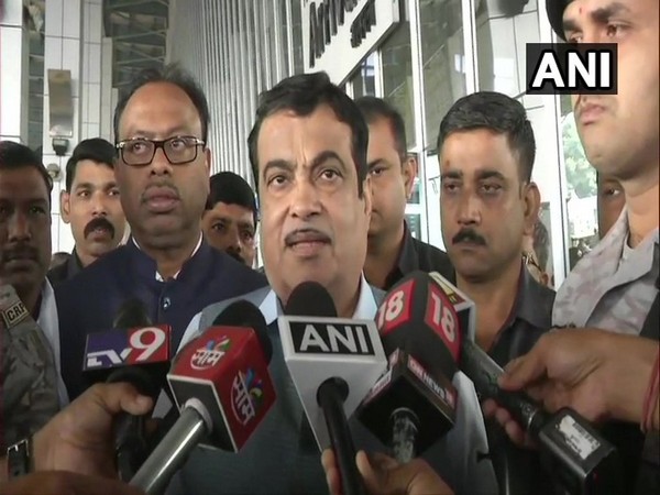 Union Minister Nitin Gadkari speaking to reporters in Nagpur on Saturday.