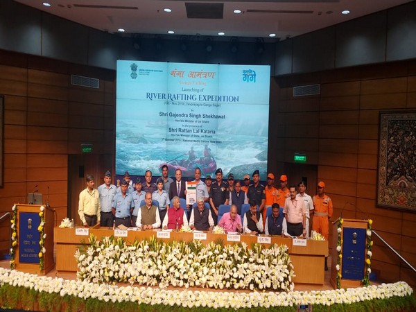 Union Minister Gajendra Singh Shekhawat at the announcement of the Ganga Calling expedition in New Delhi on Monday. Photo/ANI