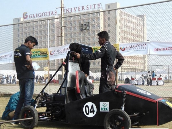 Galgotias University students getting ready to race