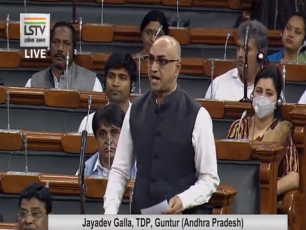 TDP MP Jayadev Galla speaking in the Lok Sabha on Thursday. Photo/ANI