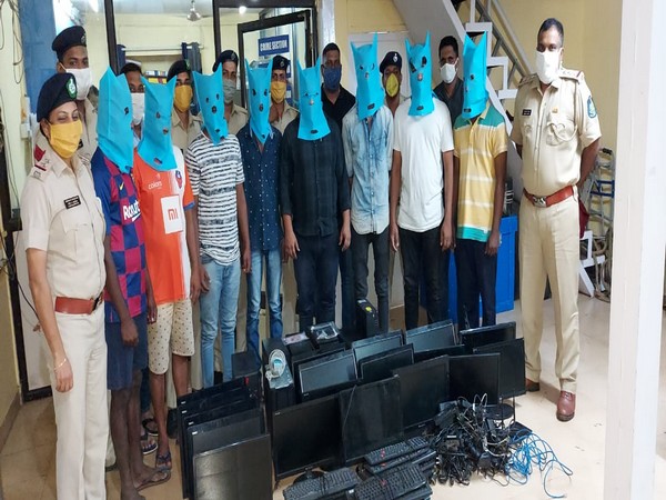 Goa Police on Saturday conducted a raid on online gambling activities in the shop at Kolvalkar Plaza and seized articles worth over 6 lakh. Photo/ANI