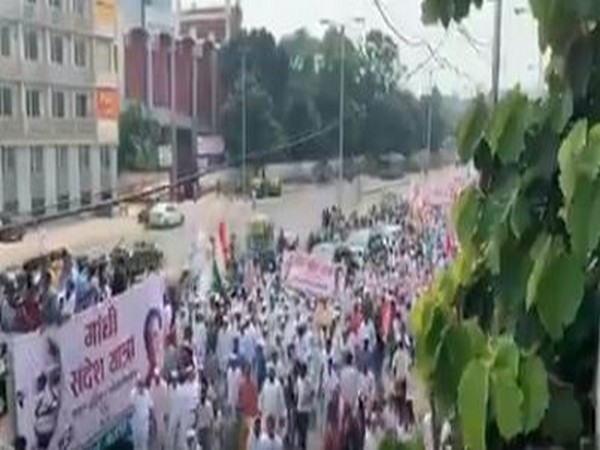 Congress holds Gandhi Sandesh Yatra on Wednesday. (Photo/ANI)