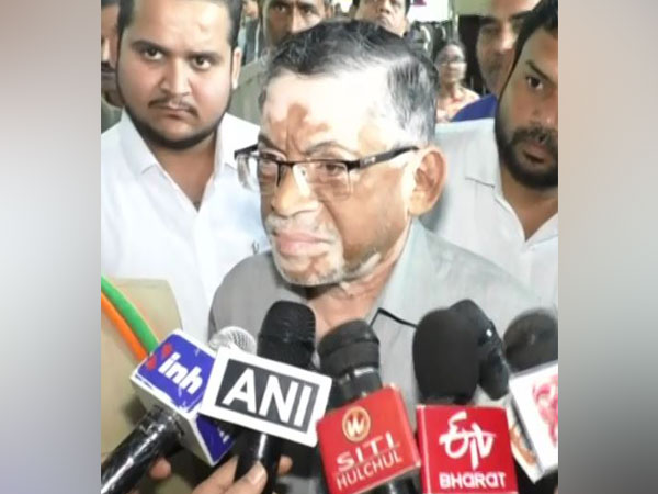 Union Minister Santosh Gangwar speaking to reporters in Gwalior on Sunday. (Photo/ANI)