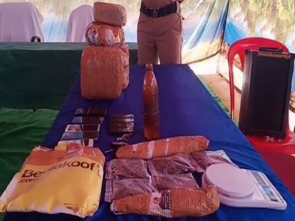 13 kg of ganja seized from the possession of accused in Andhra Pradesh. Photo/ANI