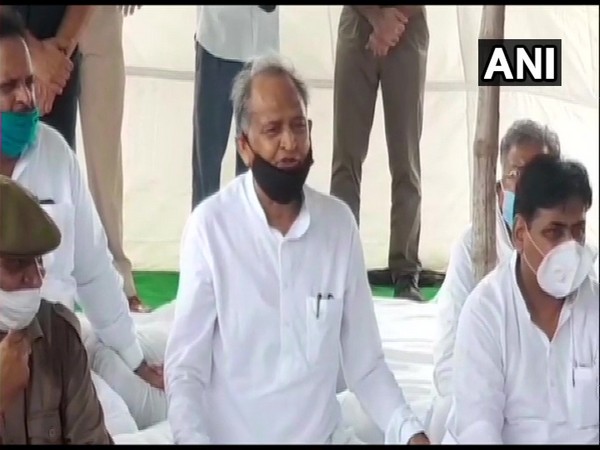 Chief Minister Ashok Gehlot with Congress leaders interacted with relatives of 11 members of a family who were found dead at their home in Jodhpur. (Photo/ANI)