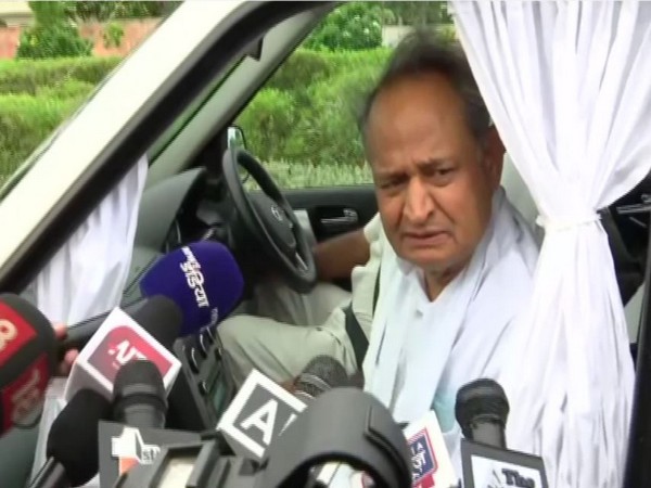 Rajasthan Chief Minister Ashok Gehlot speaking to media in Jaipur on Saturday. (Photo/ANI)