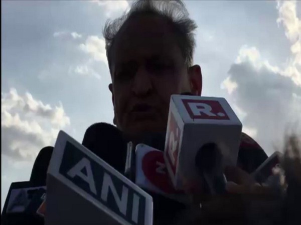 Rajasthan Chief Minister Ashok Gehlot speaking to media in Jaipur on Sunday. (Photo/ANI)
