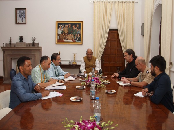 Defence Minister met German ambassador Walter J Lindner in New Delhi on Monday. (Photo by MoD)