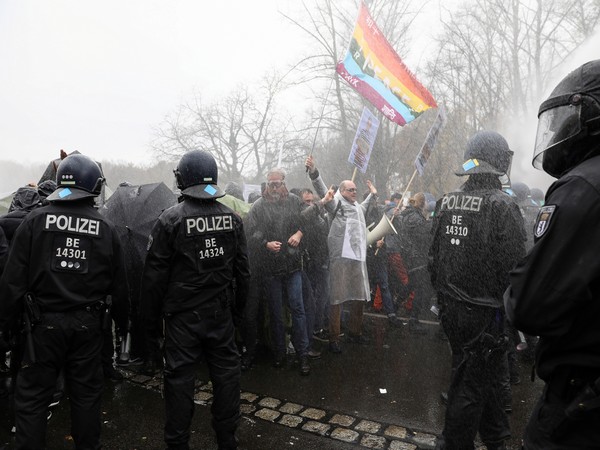 Protesters had gathered near the Brandenburg Gate in Berlin to participate in an illegal protest rally against the law that underpins COVID-19 restrictions. (Photo credit: Reuters)