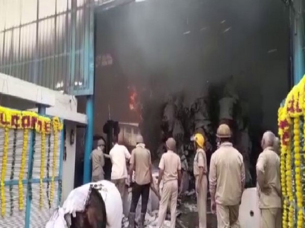 A fire broke out at a paper factory in Sahibabad District, Ghaziabad on Tuesday.