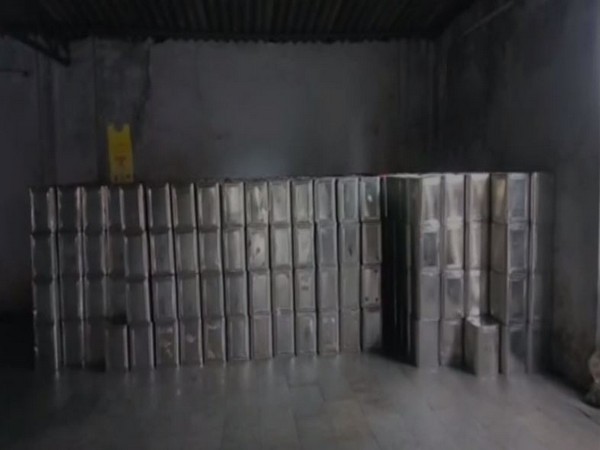 Large number of ghee containers seized after raids in Raisen factory. Photo/ANI