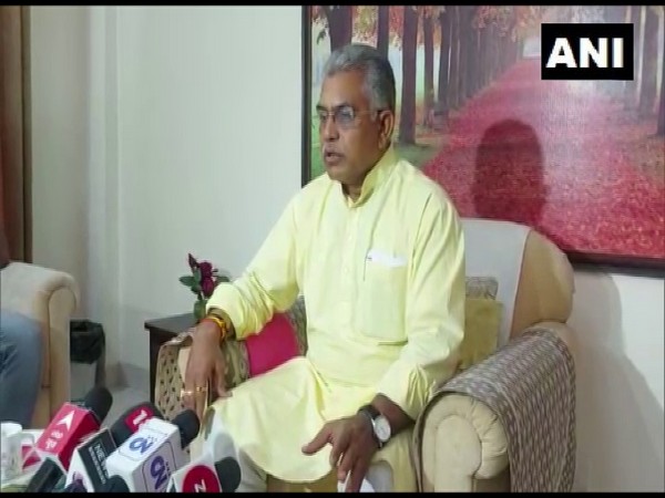 West Bengal BJP president Dilip Ghosh speaking to the media on Sunday. (Photo/ANI)