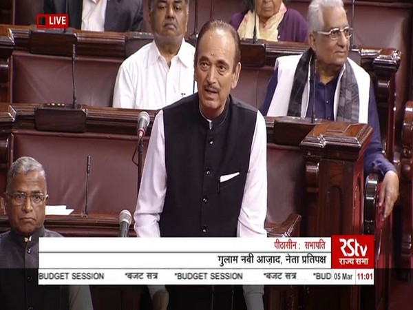 Congress leader Ghulam Nabi Azad speaks in Rajya Sabha on Thursday. Photo/ANI