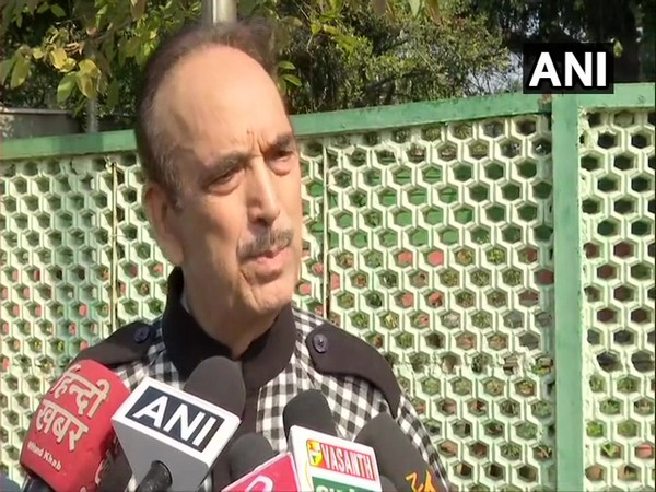 Congress leader Ghulam Nabi Azad speaking to reporters in New Delhi on Friday.