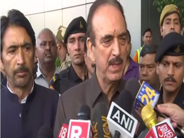 Senior Congress leader and Rajya Sabha member from Jammu and Kashmir, Ghulam Nabi Azad speaking to reporters in Delhi.