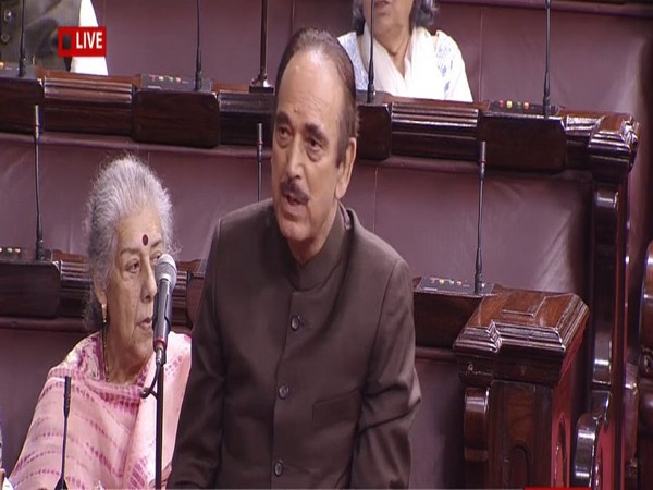 Senior Congress leader Ghulam Nabi Azad speaking in the Rajya Sabha on Monday.