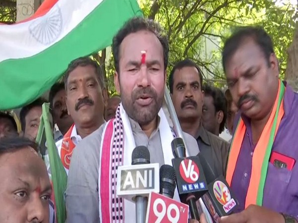 Union Minister G Kishan Reddy speaking to media persons on Saturday in Hyderabad. Photo/ANI