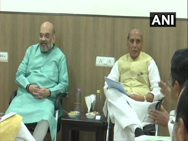 Union Home Minister Amit Shah and Defence Minister Rajnath Singh at the GoM meeting on Friday. Photo/ANI