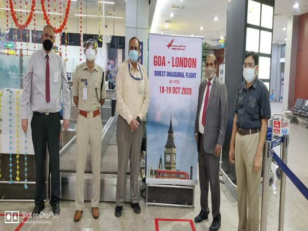 Officials present at the Goa Aiport on the occassion of the inaugural flight between Goa and London. Photo/Goa airport