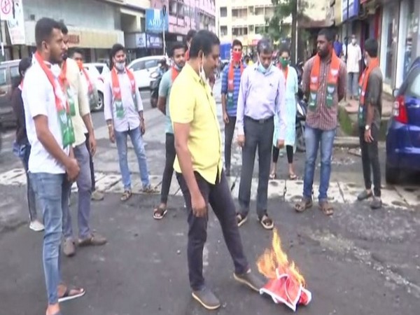 Members of the Goa BJP youth on Friday protest against China (Photo/ANI)