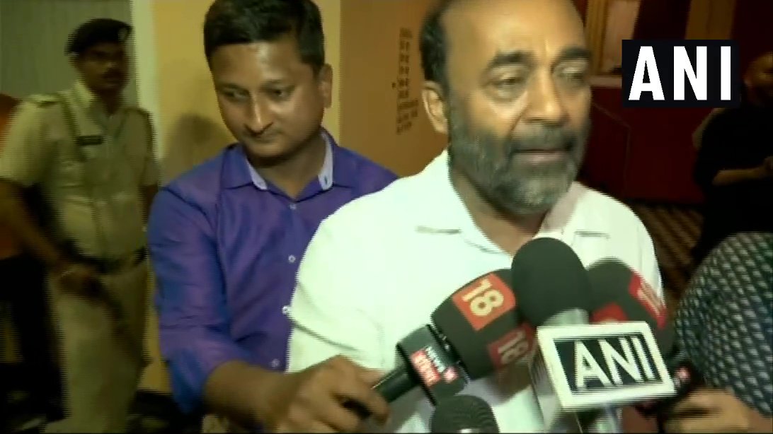 Goa BJP chief Vinay Tendulkar speaking to media persons in Panaji on Monday. Photo/ANI