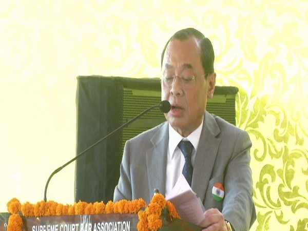 CJI Ranjan Gogoi speaking at the Independence Day function of Supreme Court bar association in Delhi on Wednesday. Photo/ANI