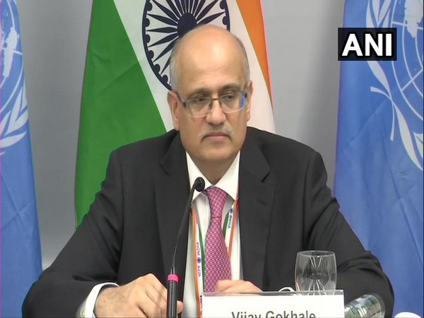 Foreign Secretary Vijay Gokhale speaking at a press briefing in New York on Tuesday.