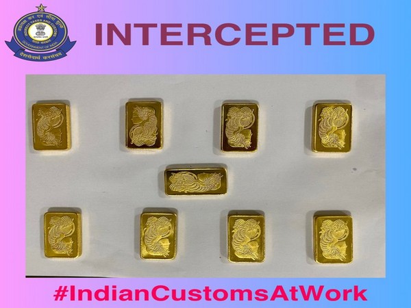 Nine gold bars seized by Delhi Airport Customs. 
