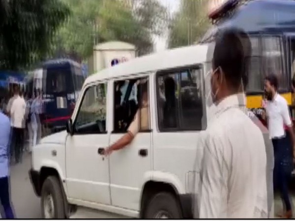 Republic TV Editor Arnab Goswami being taken in a police van by Mumbai Police on Wednesday.