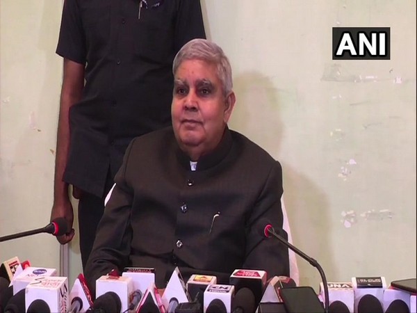 West Bengal Governor Jagdeep Dhankhar speaking at a press conference in Siliguri on Monday. Photo/ANI