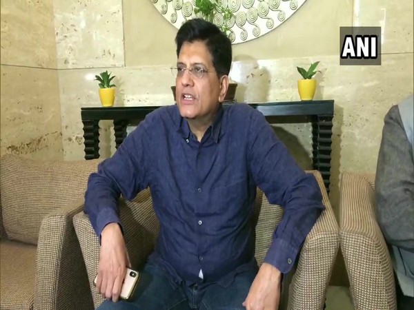  Union Minister for Railways Piyush Goyal speaking to reporters on Sunday in Indore. (Photo/ANI)
